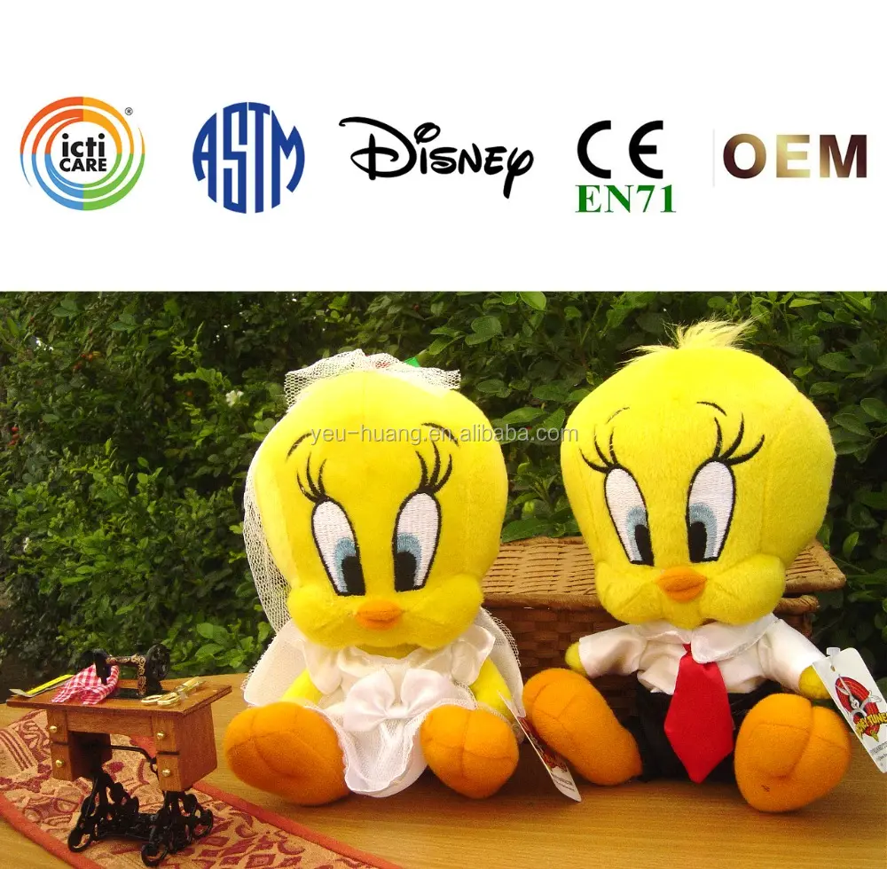 Custom OEM tweety plush stuffed animal toy