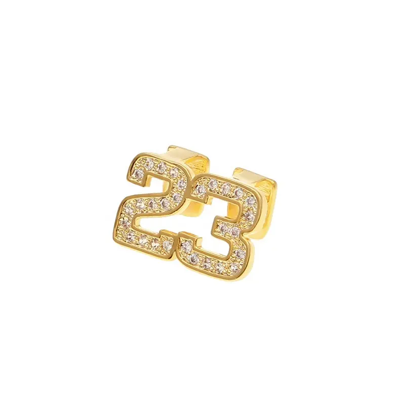 Hiphop Sport Gold Nummer 23 Dubbele Twee Tanden Grills Bottom Hollow Out Tand Grillz Voor Mannen