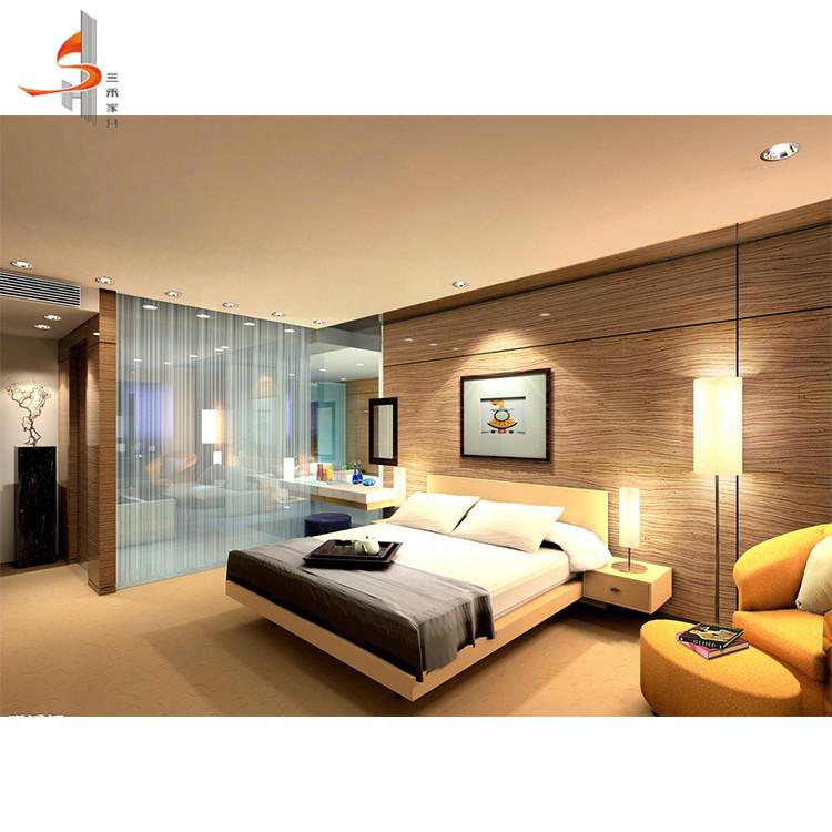 HO-1059 Stylish Wooden Hotel Bedroom Furniture Set For 4 Star Hotel