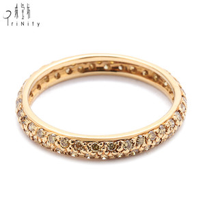 Haute qualité Vintage 18K solide or jaune véritable naturel diamant jaune anneaux somptueux fête cadeau de mariage pour les femmes - Product Image 6