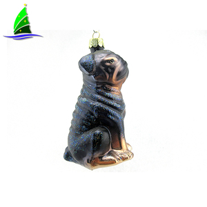 Ornamento adorabile del cane di <span class=keywords><strong>natale</strong></span> di <span class=keywords><strong>vetro</strong></span> nero di nuova moda per la decorazione della famiglia - Product Image 4