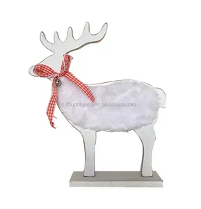 Christmas Wooden decoration table reindeer with bell