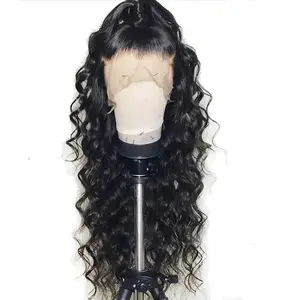 2019 nueva 360 Frontal de encaje Peluca de cabello humano malayo del pelo de la Virgen de la onda suelta del pelo humano del frente del cordón pelucas para mujeres negras