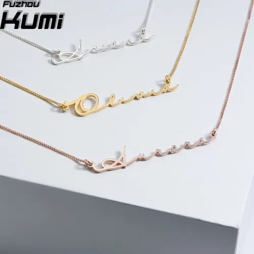 Signature Style Name Necklace Customized Minimalist Jewelry 925 Silver 14k 18k Gold Plated