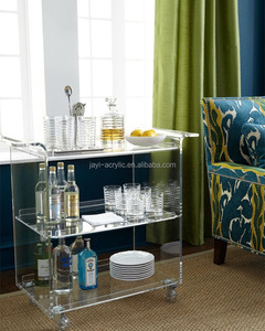 Alibaba Leverancier Acryl Lucite Juice Bar Winkelwagen Serveren Trolley Voor Home Decor