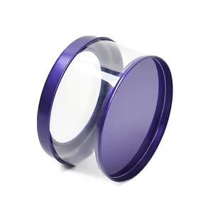 金属盒在线深紫色 7.5 (直径) * 4.5 (高度) cm 油漆锡容器圆形锡容器与清晰的盖子