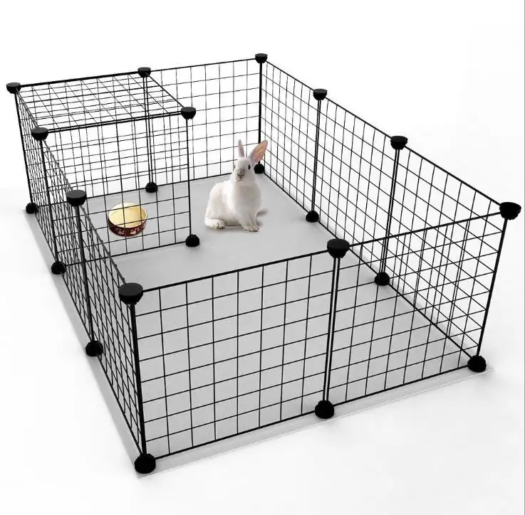 12 pcs Portable metal wire Yard Fence Pet Playpen Small big DIY pet animal house Cage with the door