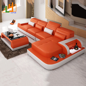 Moderne Coupe Coin Dossier Main-Reste Canapé 7 Places Meubles De Salon Canapé En Cuir Véritable - Product Image 3