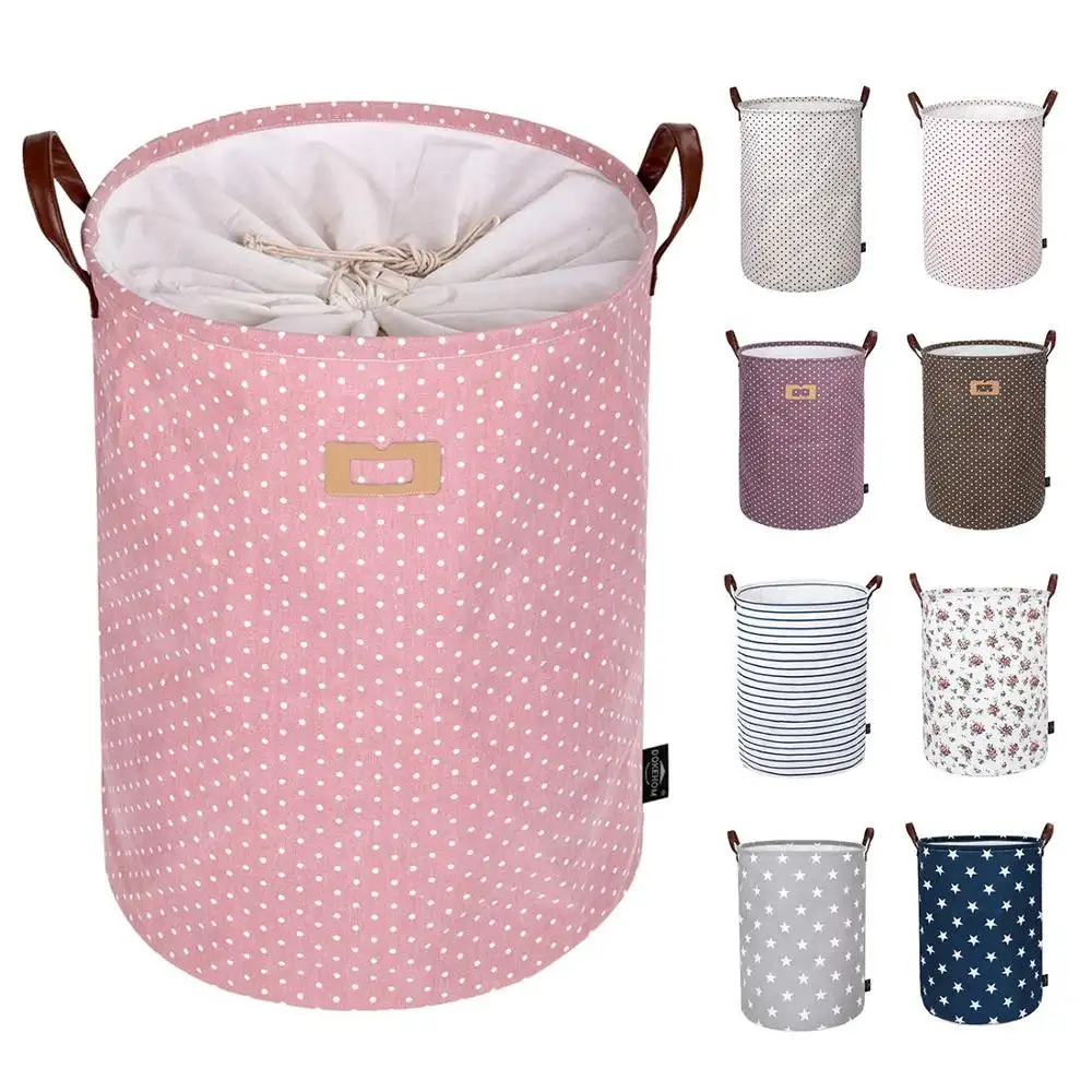 Thickened Large Laundry Basket with Durable Leather Handles