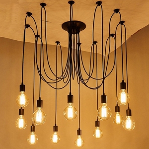 Vintage Edison Bulb <span class=keywords><strong>Ajustable</strong></span> Trần Spider Pendant Chandelier Ánh Sáng - Product Image 3