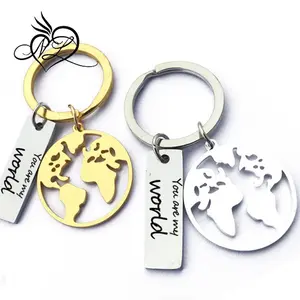 Stainless Steel Fashion Couple Map Keychains