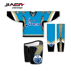 Maglie da hockey vuote all'ingrosso calze da hockey traspiranti su misura nere e gialle