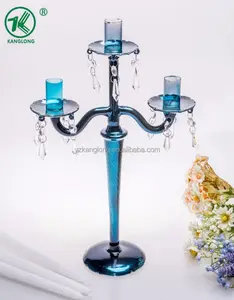 Wedding Table Centerpiece Mercury Glass Candle Holder Blue