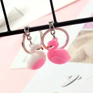 2019 Hot Custom Promotional Giveaways Double Side PVC Rubber 3D Flamingo Keychain flamingos llaveros