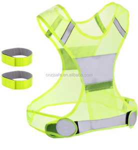 Salut Viz de course gilet avec 2 brassards de cristal réglable fluorescents sport maille réfléchissant trafic gilet - Product Image 1