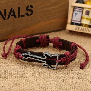 <span class=keywords><strong>Guitare</strong></span> en alliage en forme <span class=keywords><strong>de</strong></span> <span class=keywords><strong>bracelet</strong></span> <span class=keywords><strong>de</strong></span> <span class=keywords><strong>corde</strong></span> tressée <span class=keywords><strong>de</strong></span> mode en gros <span class=keywords><strong>bracelet</strong></span> en cuir en vrac - Product Image 2