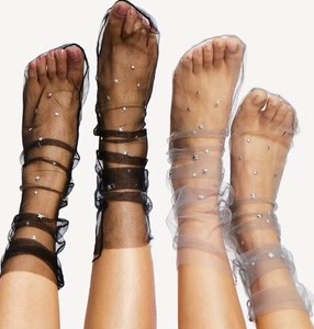 Calzini Estivi da <span class=keywords><strong>Donna</strong></span> in Pizzo a Rete <span class=keywords><strong>Sexy</strong></span> Trasparenti con Stelle Traspiranti Sottili alla Caviglia Moda Economica - Product Image 1