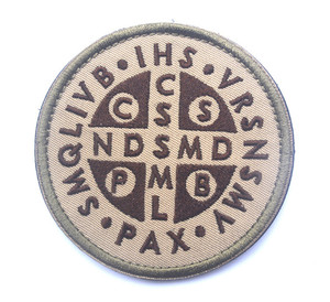 OEM Saint Benedict <strong>Cross</strong> <strong>Patch</strong> Burnt Bronze Catholic USA Tactical Badge Embroidered <strong>Patches</strong> - Product Image 3