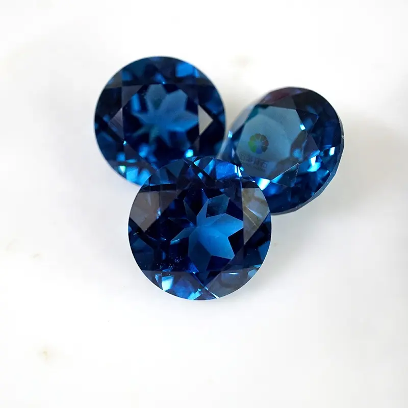 Espinela sintética (lab created), espinela Azul Aguamarina oscura, redonda, suelta, espinela azul de piedras preciosas