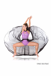 Firma negro púrpura lentejuelas vestido lírica vals lento del grifo moderno traje de la danza - Product Image 2