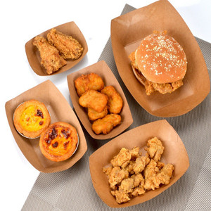 Caja de embalaje de aperitivos de papel Kraft personalizada OEM bandeja rígida de comida rápida <span class=keywords><strong>para</strong></span> patatas fritas laminación brillante y grabado - Product Image 2