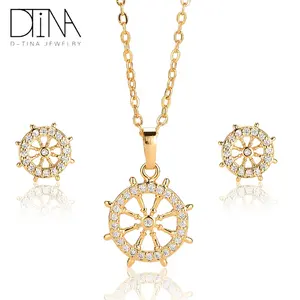 DTINA Matching Rudder Discount Earring And Necklace Sets Rhinestone Jewelry Set