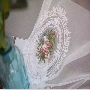 Tela bordada de peonías para niña, tejido fresco y encantador, estilo de casa, la mejor oferta - Product Image 1