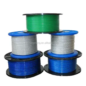 Cable de acero galvanizado, cuerda de alambre recubierta de PVC de 5/32 pulgadas a 7/16 pulgadas, 7x7/7x19, precio al por mayor