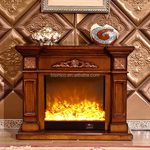 Lò Sưởi Cổ Bằng Gỗ Khắc Tay Màu Nâu Có Chèn Điện (MOQ = 1 Bộ) - Product Image 6