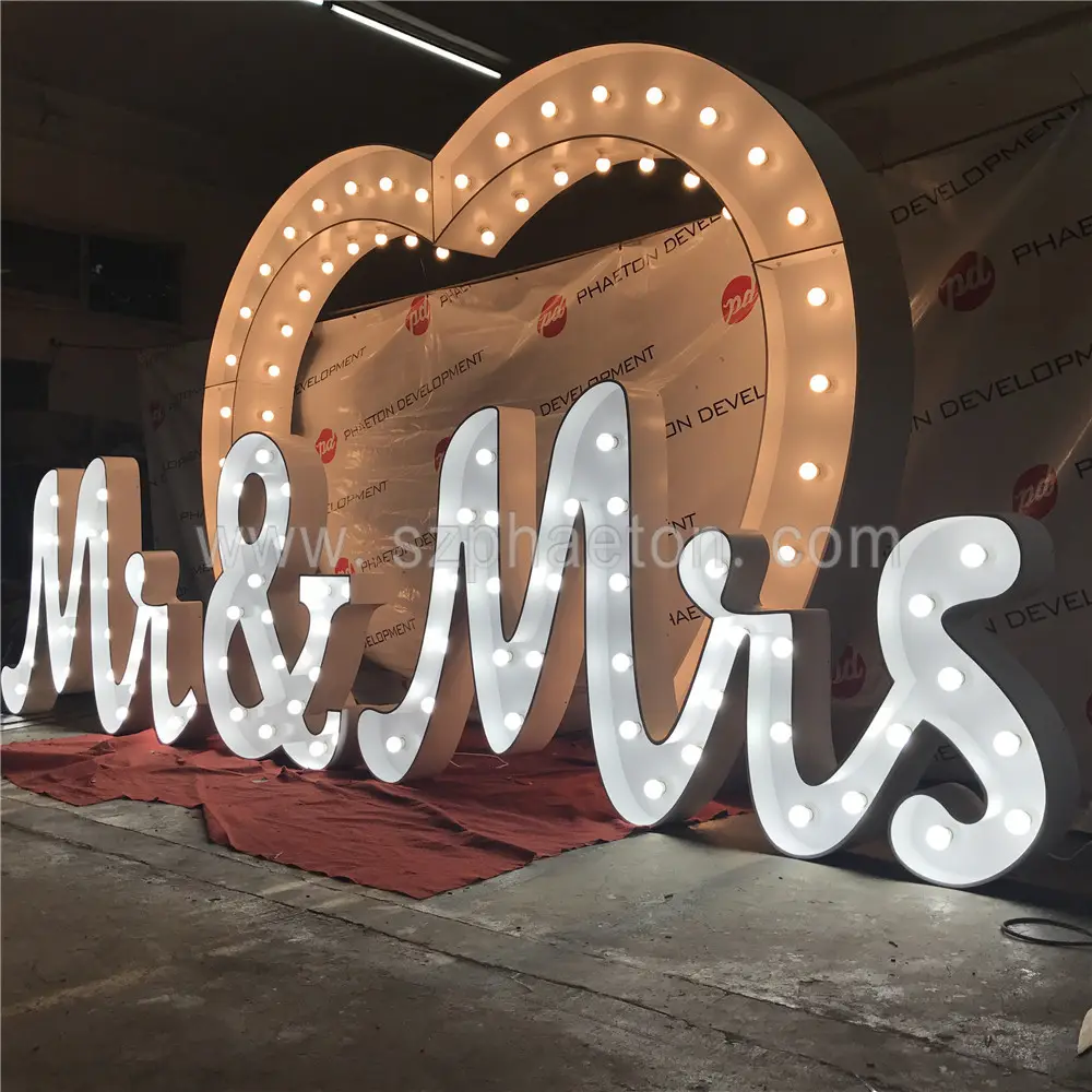 Super bright wedding decoration large alphabet letters marquee led light letters