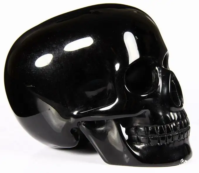 Calavera tallada a mano con piedra de obsidiana, Calavera de Cristal, venta al por mayor