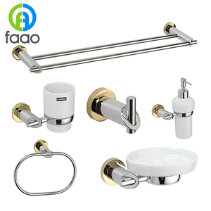 FAAO hotel barato latón cromado cuarto <span class=keywords><strong>de</strong></span> <span class=keywords><strong>baño</strong></span> <span class=keywords><strong>de</strong></span> cerámica conjunto <span class=keywords><strong>de</strong></span> <span class=keywords><strong>accesorios</strong></span> - Product Image 1