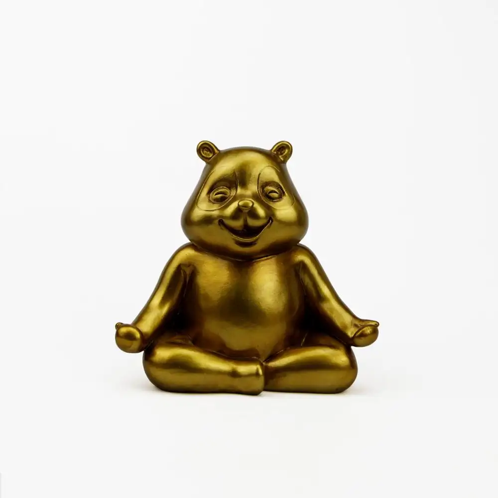 Polyresin Golden Kung Fu Panda Po Prop Statue for Home Decoration Ornaments