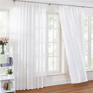 Curtain Drapes Sheer S Fold Hotel Drapes Decoration Ready Custom Made Nice Looking White French Window ISO9000/CE Ladder Belt YH