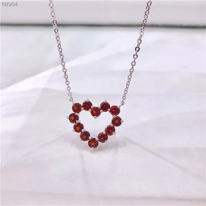 Delicado corazón encantador joyería de piedras preciosas 925 plata esterlina 4mm granate <span class=keywords><strong>rojo</strong></span> Natural COLLAR <span class=keywords><strong>COLGANTE</strong></span> para mujer - Product Image 2