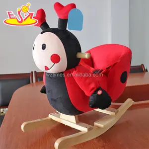 kid New design animal sound wooden rocking horse for 2 year old wholesale red bee wooden rocking horse for 2 year old W16D099