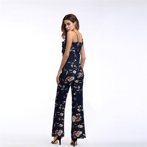 En Mousseline de Soie De Courroie De Gaine Profonde V À Volants <span class=keywords><strong>Pantalon</strong></span> <span class=keywords><strong>Pantalon</strong></span> Casual Femmes One Piece Salopette Femmes Dames - Product Image 4