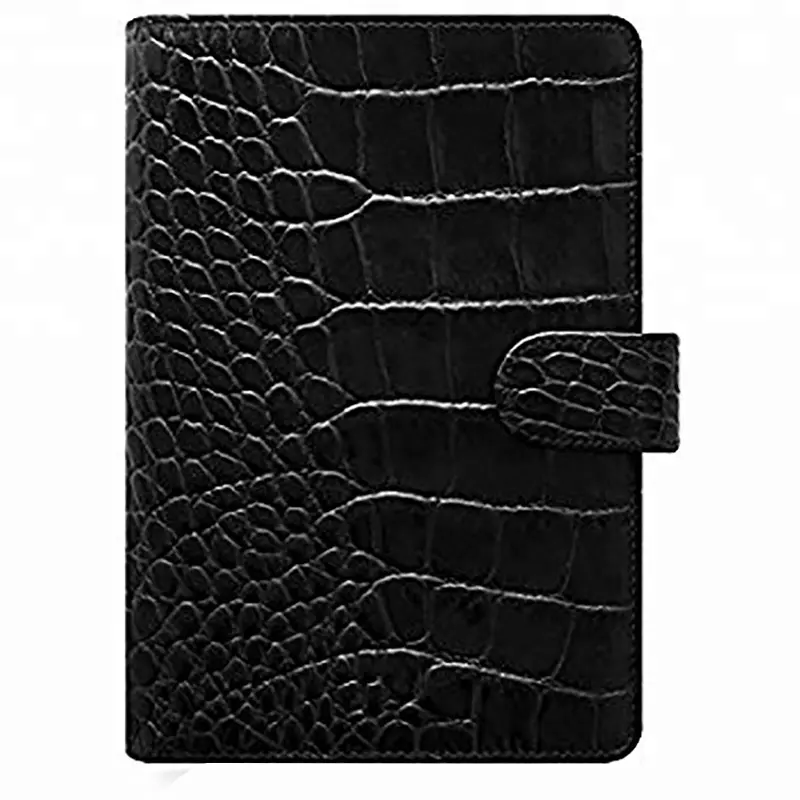 Embossed Leather Office Black Crocodile Planner 2021 Cheap Custom Notebooks
