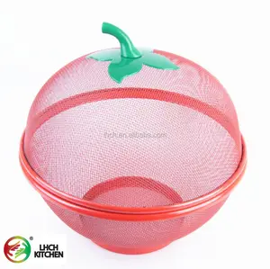 utensile da cucina mela forma colore della polvere maglia di acciaio rivestito frutta verdura colino filtro cestino con coperchio