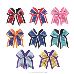 Nieuwste Haaraccessoires Voor Meisjes Boutique Cheerleader Pailletten Lint 4th Juli Glitter Cheer Bows Voor Kinderen Meisjes