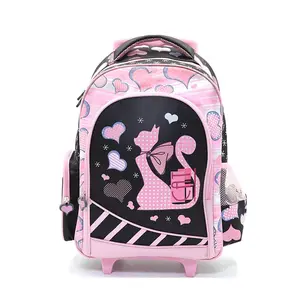 لطيف مخصص أرخص طفل 4 عجلة حقيبة مدرسية مع عربة لفتاة
