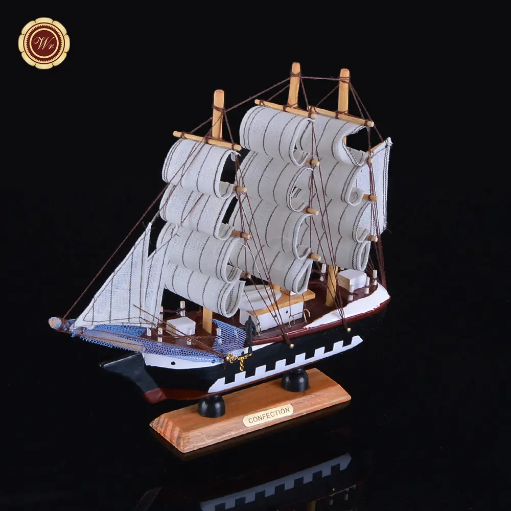 WR Collectible Houten Model Schip Retro Zeilboot Boot Speelgoed Home Decor Nautische Gift 24*7*24 cm