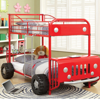 Cama Infantil de Metal con Diseño de Autobús de Dos Pisos, Ecológica, Duradera, Moderna, Tamaño Personalizable para Habitación