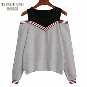Felpa con cappuccio TONGYANG 2018 <span class=keywords><strong>felpe</strong></span> con cappuccio Patchwork con spalle scoperte Top pullover girocollo tuta da donna - Product Image 1