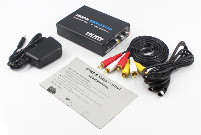 AV to HDMI-compatible Converter to RCA Video Adapter with Mini USB Power Cable for TV Box Projector Game Console HDTV to AV