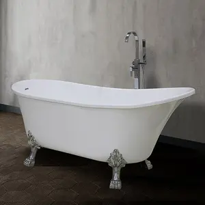 Bathtub Supplier Economic High Quality Small Size 1500mm Baby Acrylic Bathroom Indoor Bath Tubs Clawfoot Bathtub With 4 Legs