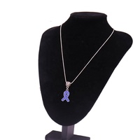 Colliers à ruban bleu, avec strass, pour enfant, prévention de l'acarien de la colonne vertébrale et du Cancer de la Prostate