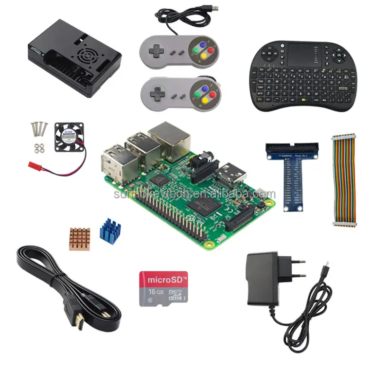 Raspberry Pi 3 +Power Adapter +16G SD Card +Keyboard + Game Controller+ Case+ Heat Sink+ Cable+GPIO Cable+ GPIO Boaed+ Fan