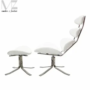Moderne en acier inoxydable pivotant inclinable chaise longue corona et pouf - Product Image 1