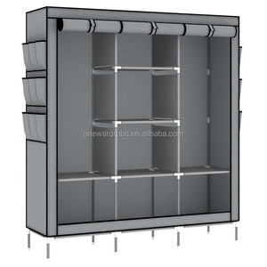 Huge Size With Side Pockets Non-woven Fabric <strong>Portable</strong> <strong>Wardrobe</strong> - Product Image 3